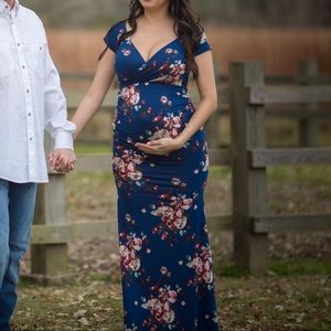 navy floral maternity dress